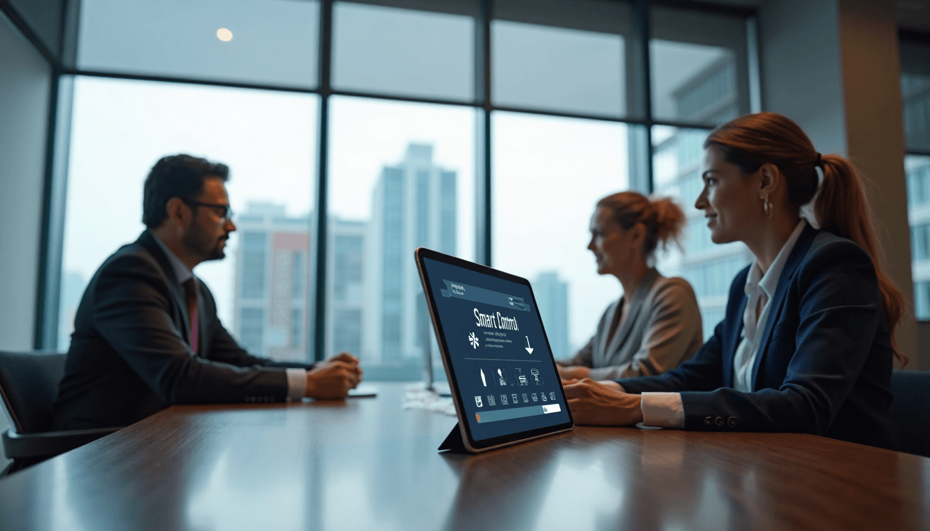 Modern Durban office with automated blinds and smart tablet controls