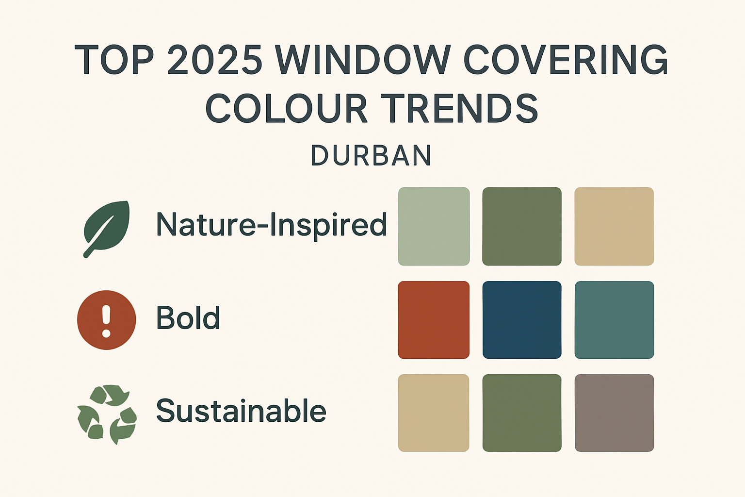 Infographic showing 2025 window covering colour trends