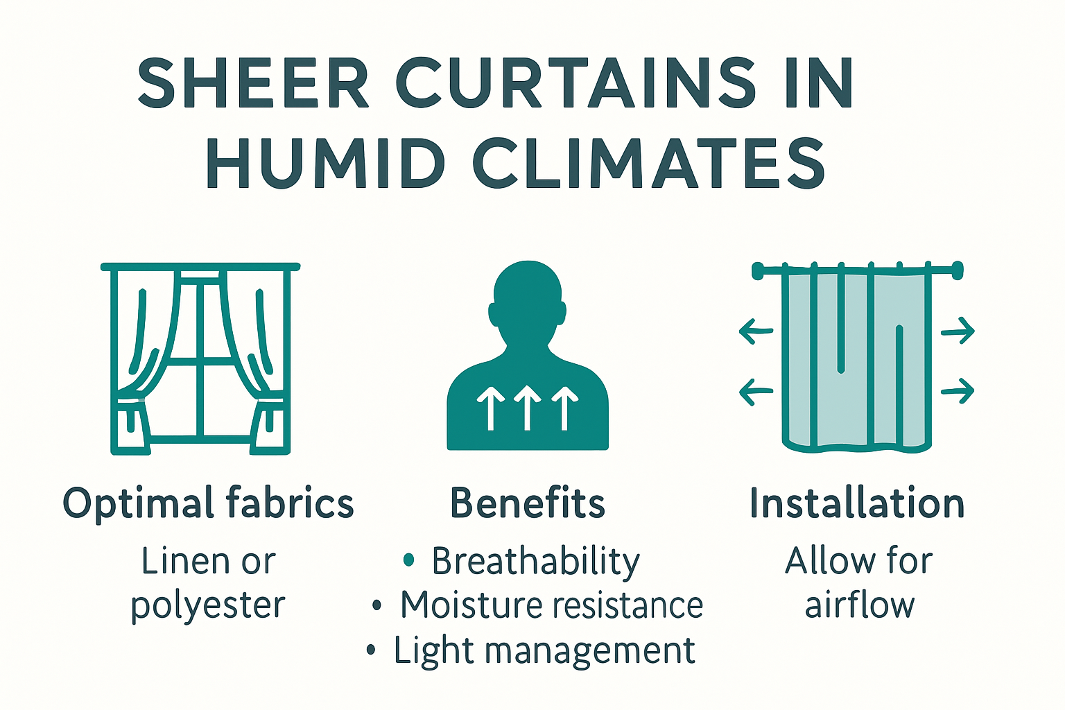 Infographic showing fabric selection and installation tips for sheer curtains in Durban