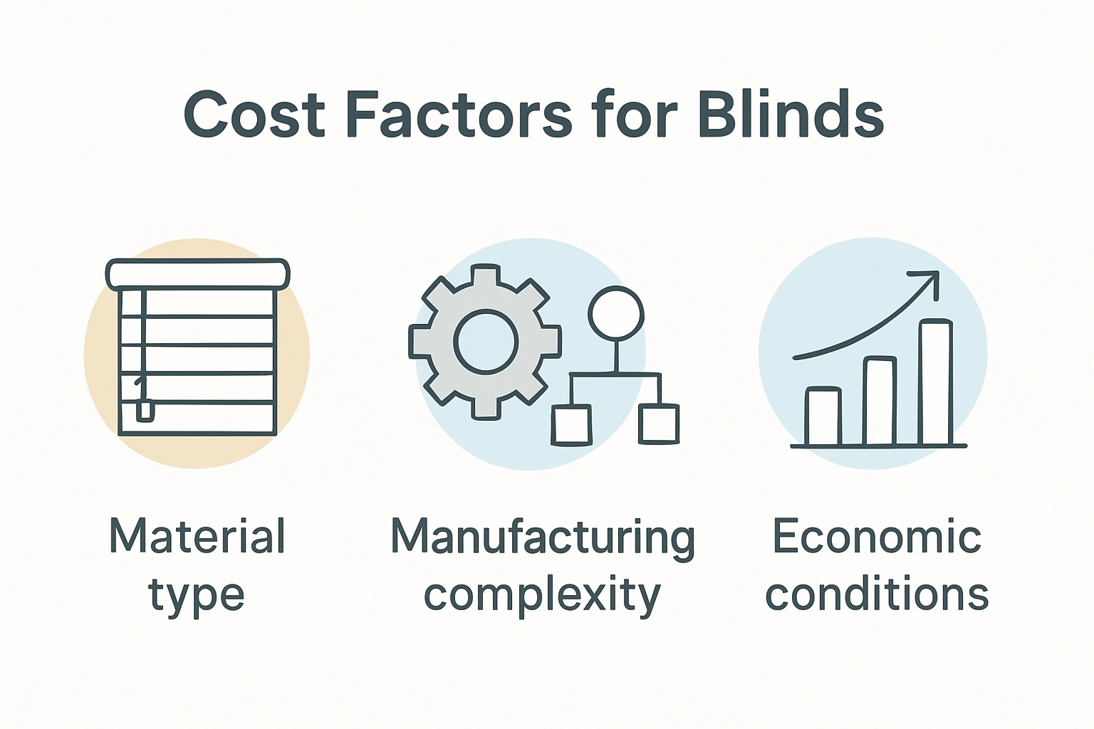Infographic showing cost factors when budgeting blinds