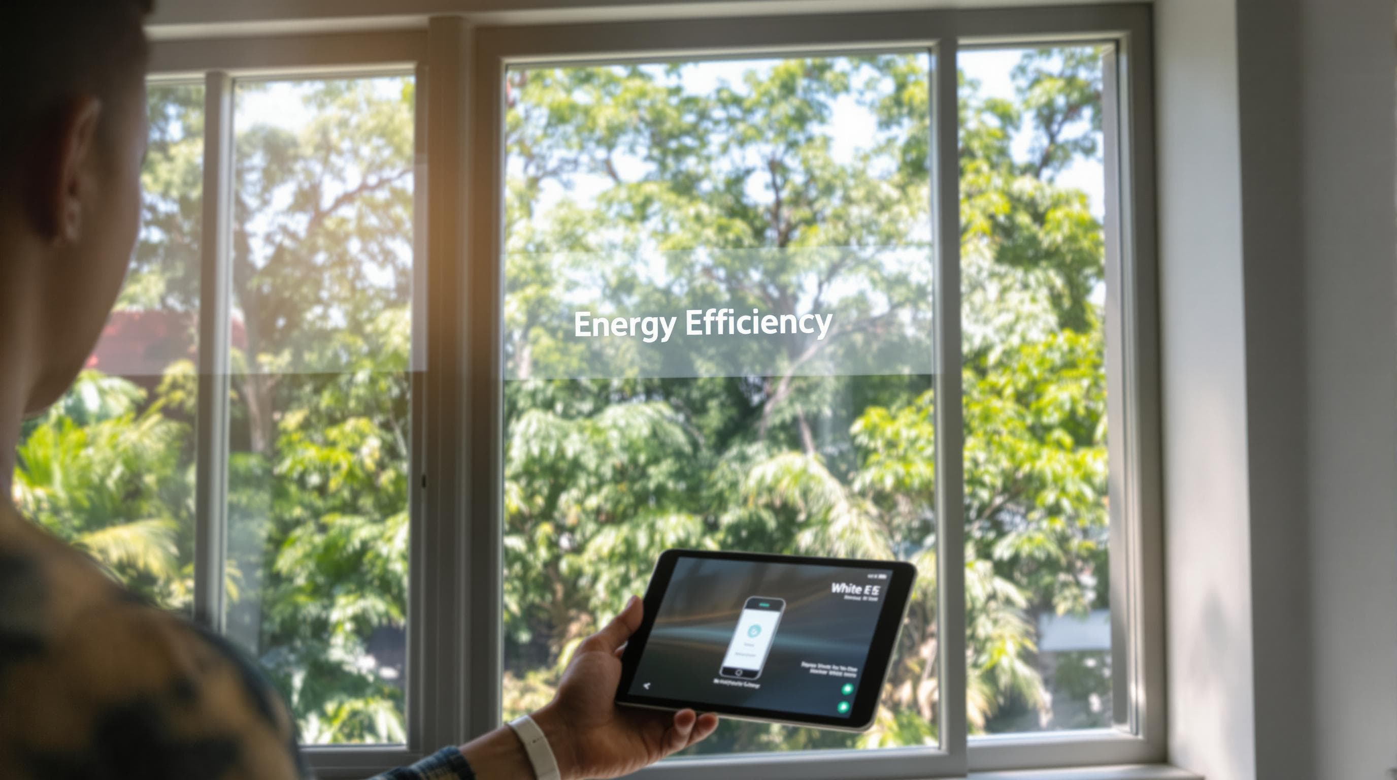 Smart window tinting in Durban office with energy efficiency display