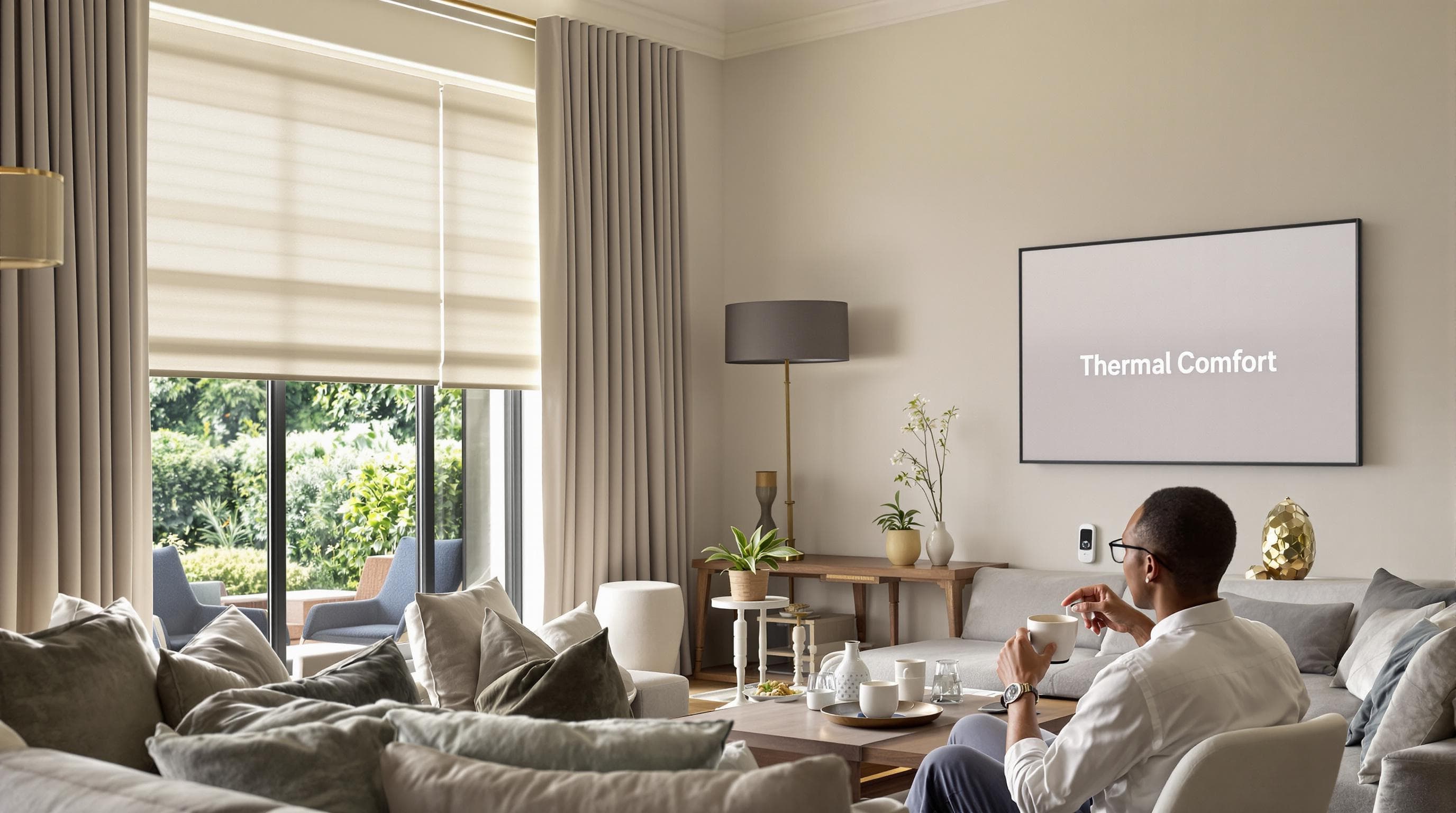 High-end Durban room with multiple window treatments and smart controls
