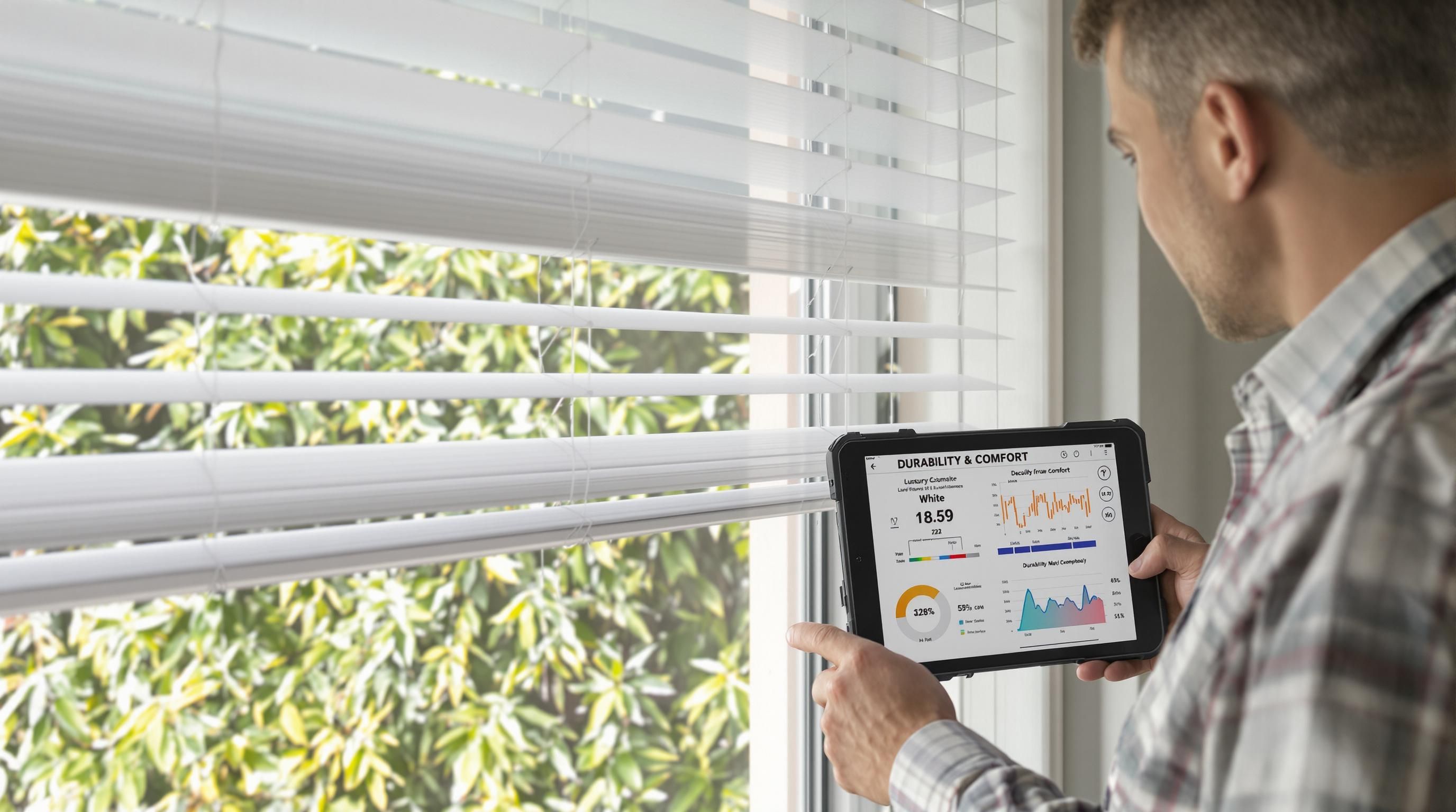 Installer discusses advanced, durable blinds with homeowner in Durban