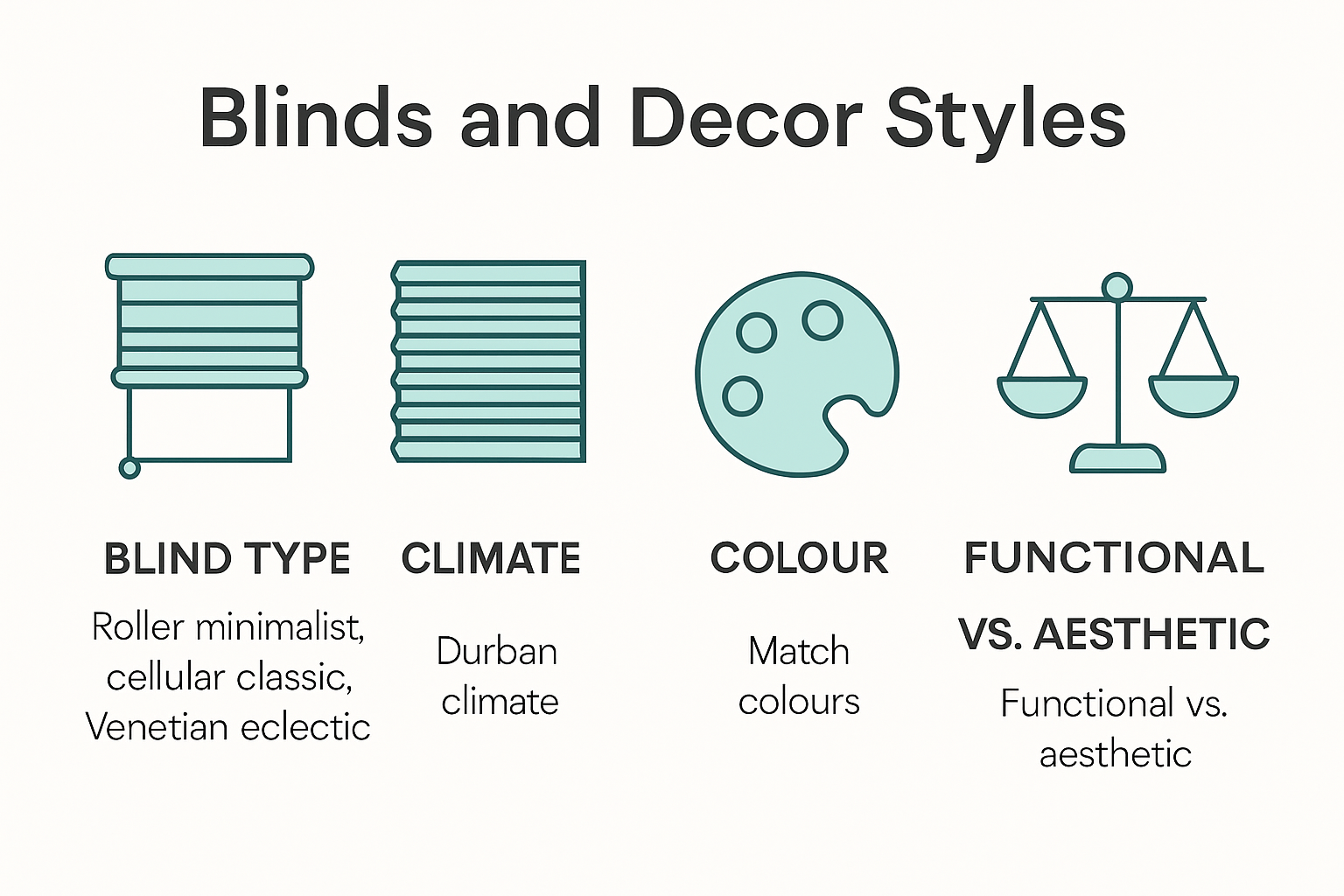 Infographic on matching blind types with decor styles and climate