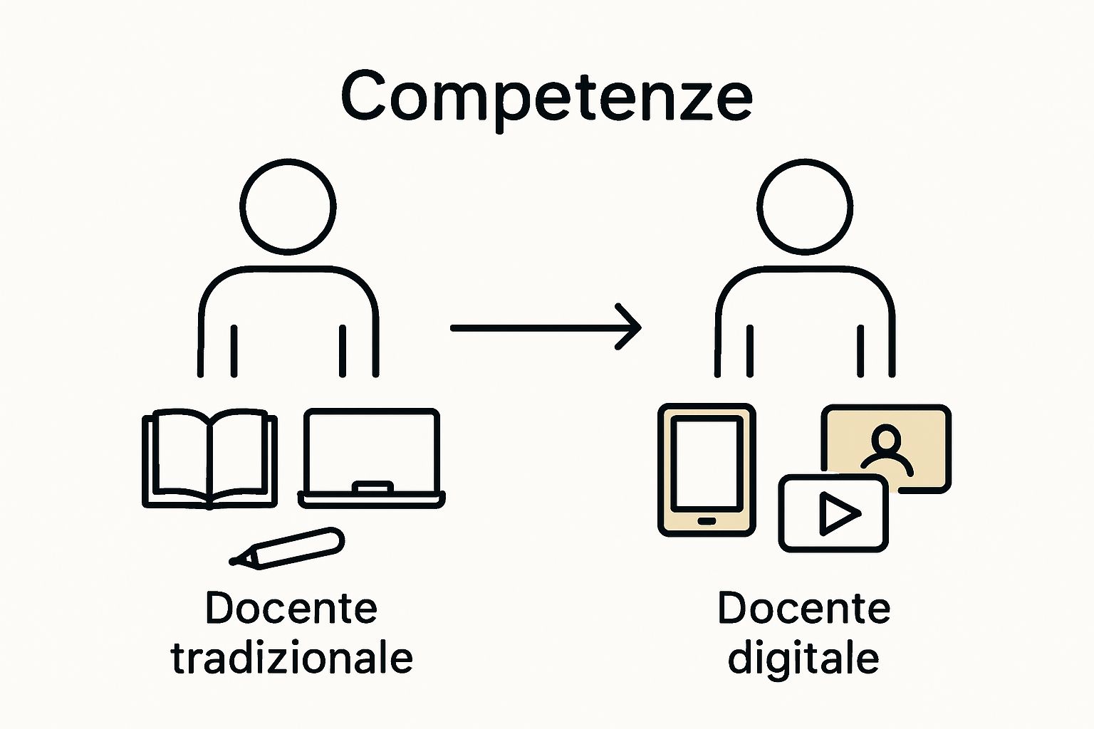 Confronto visivo fra competenze docente tradizionale e digitale