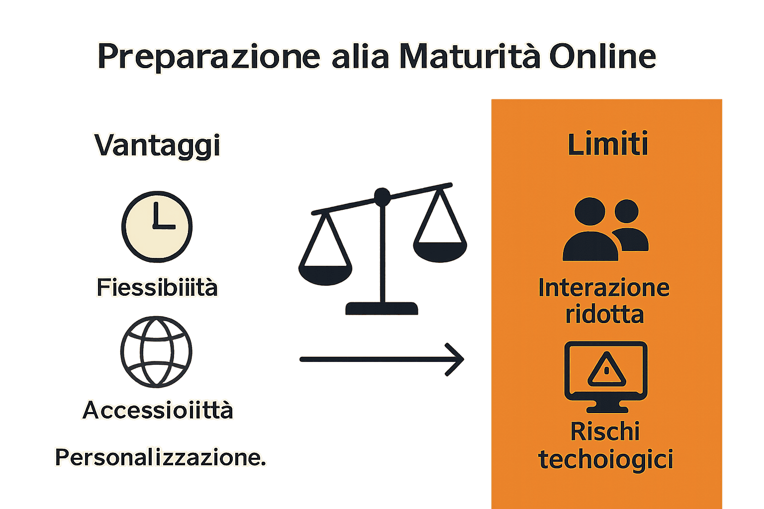 Infografica confronto vantaggi e limiti maturità online