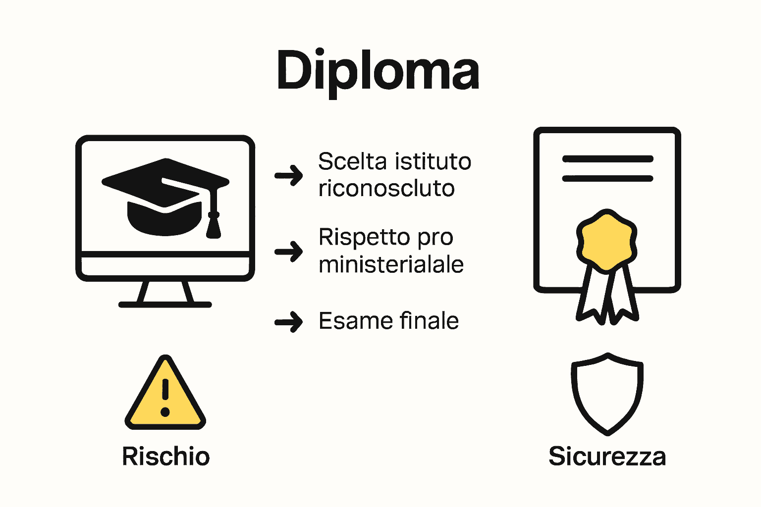 Infografica processo legalità diploma online in Italia