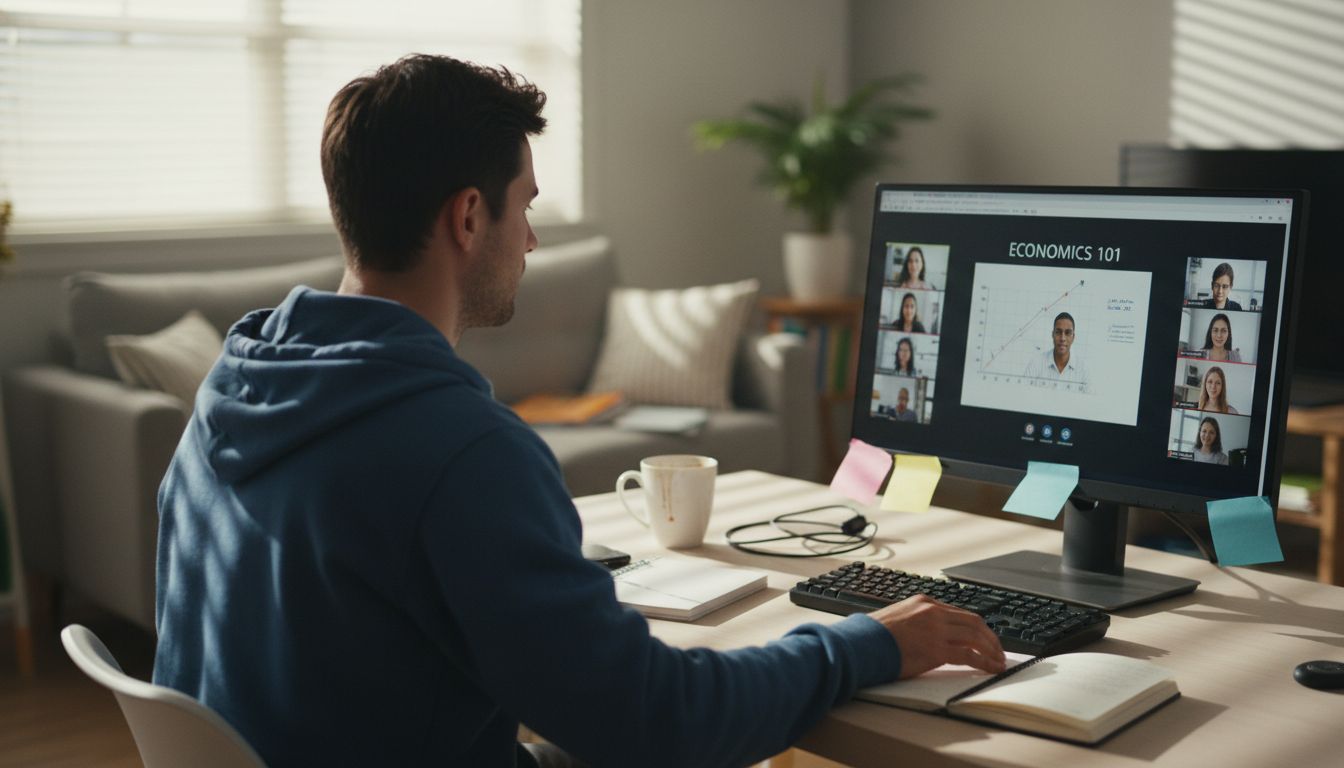 Student engaged with online classroom technology