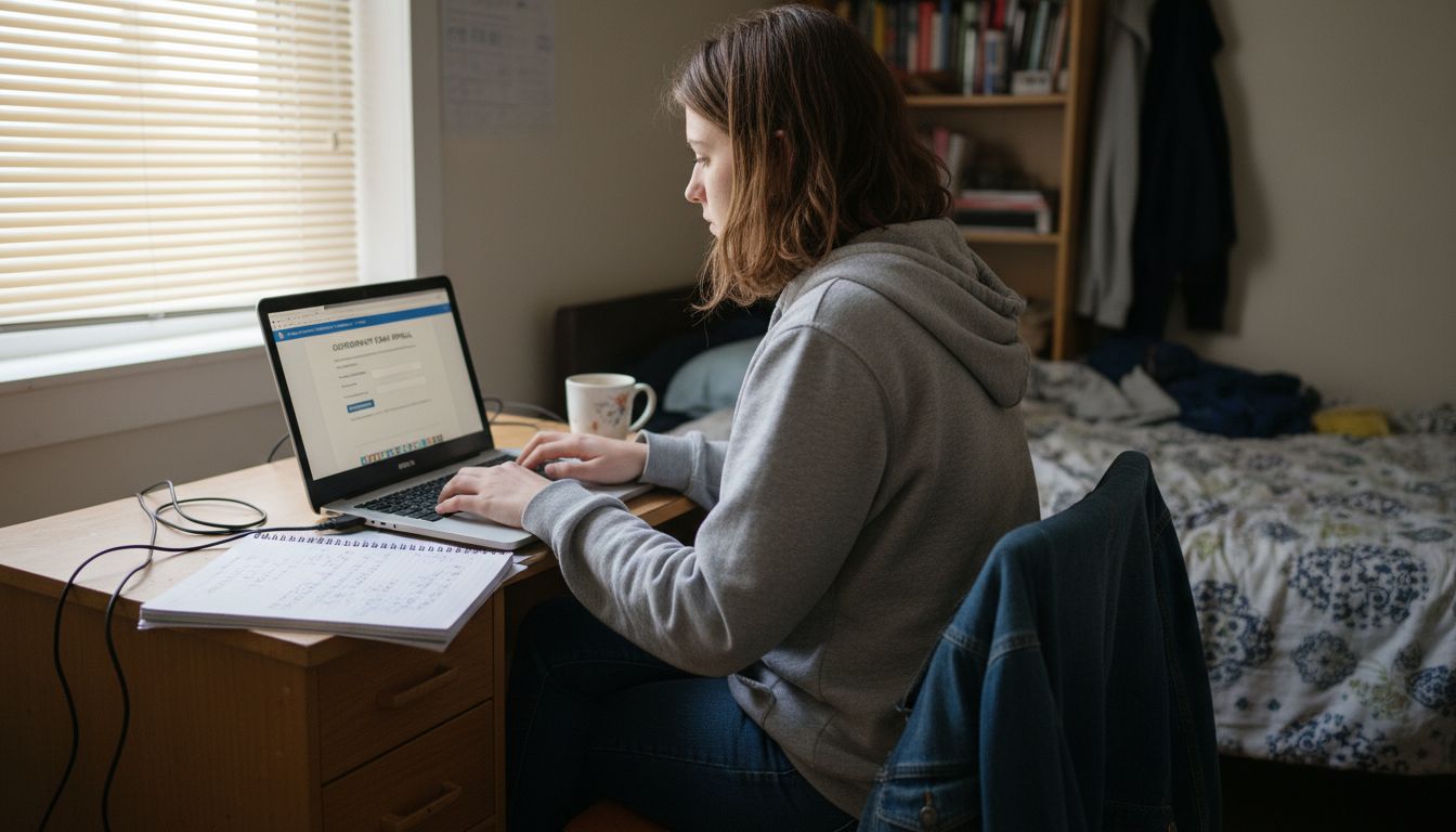 Student logging into online exam portal