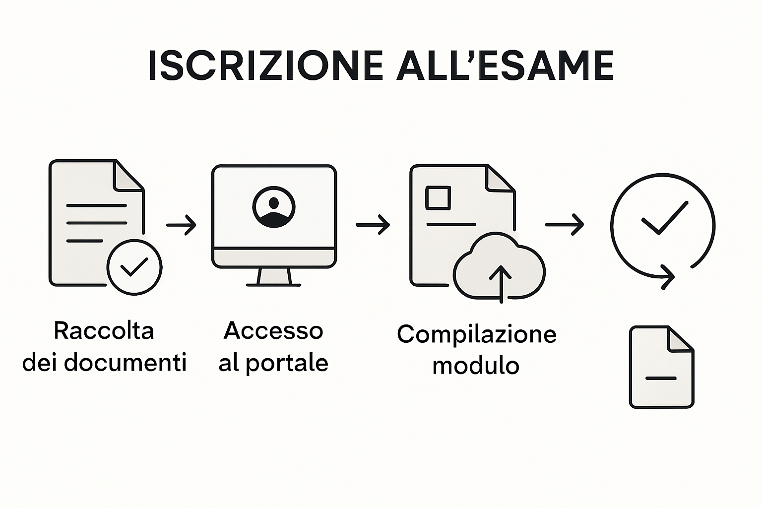 Five step infographic for exam registration process