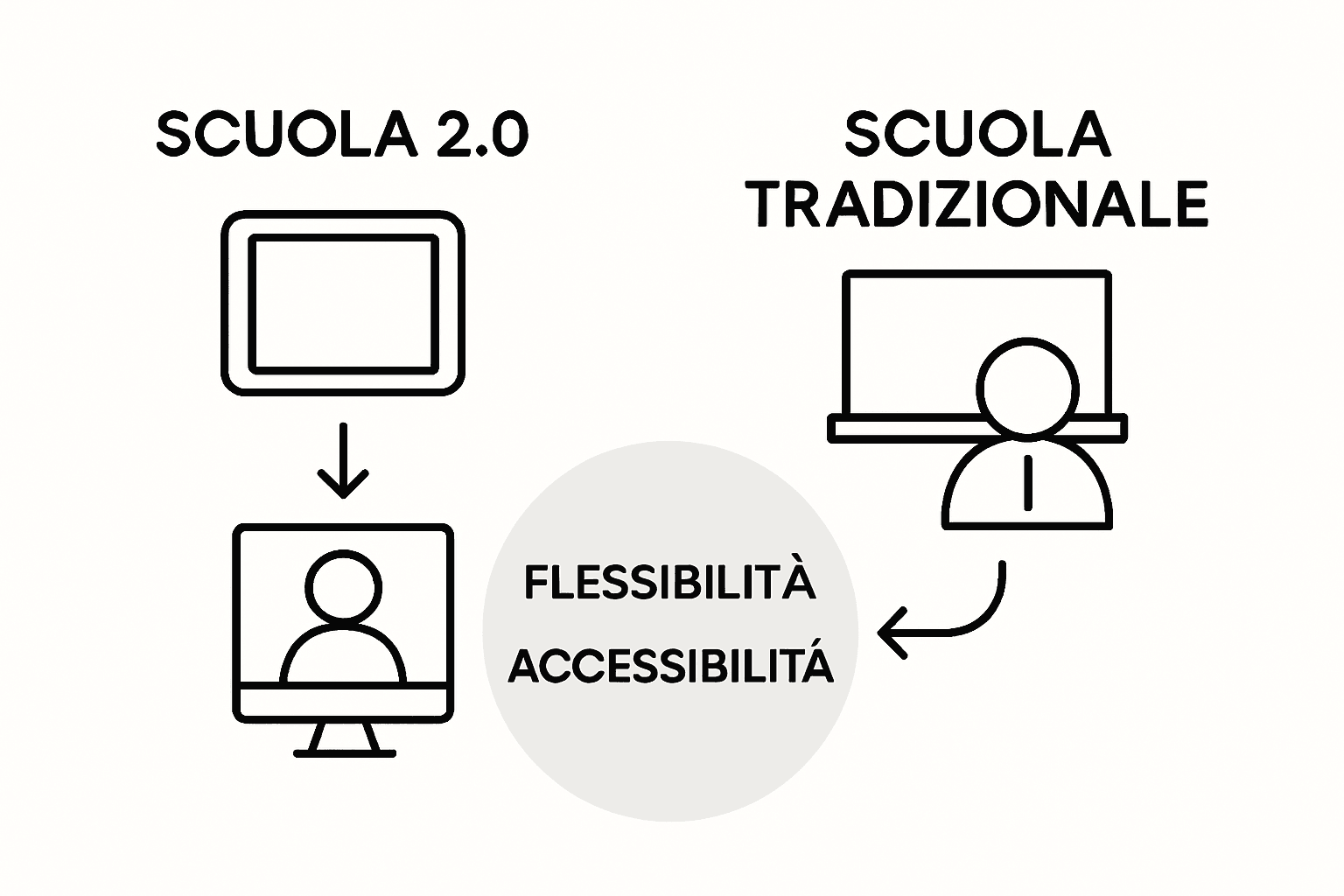 Infografica: confronto tra la scuola tradizionale e la scuola digitale
