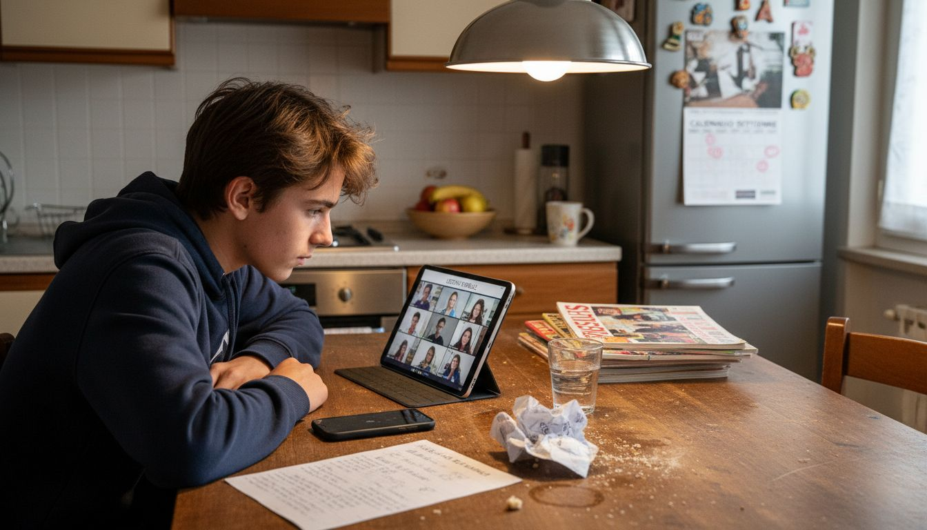 Ragazzo che segue online un corso per recuperare il diploma
