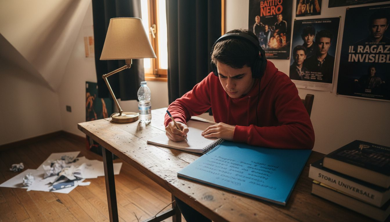 Ragazzo adolescente concentrato sulle lezioni online