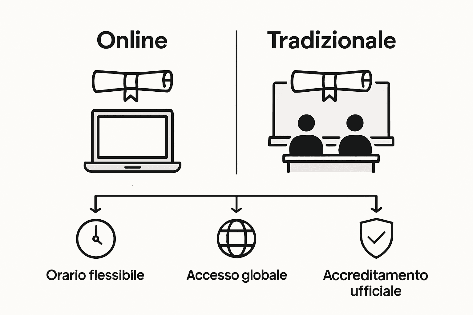 Infografica: differenze tra diploma online e diploma tradizionale