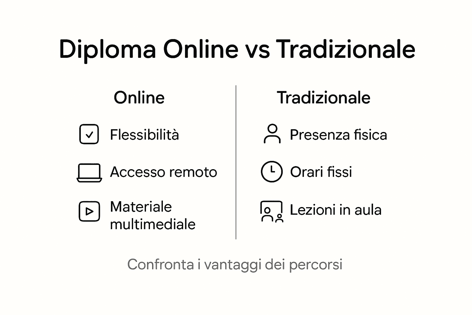 Infografica: differenze tra diploma online e tradizionale