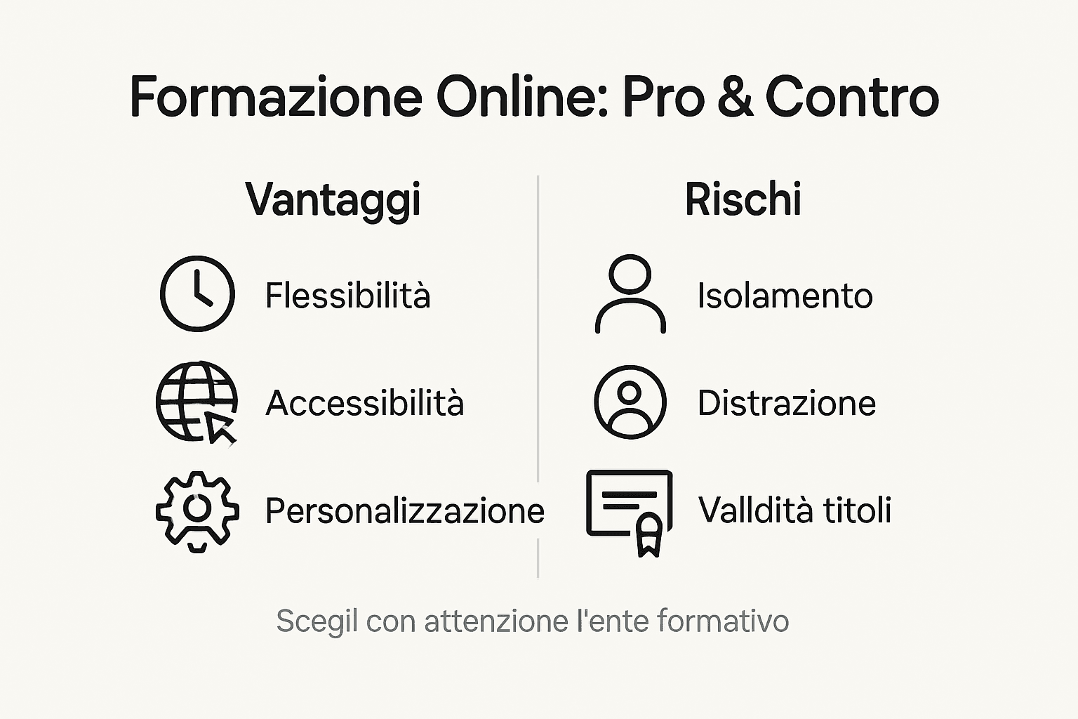 Infografica: pro e contro della formazione online