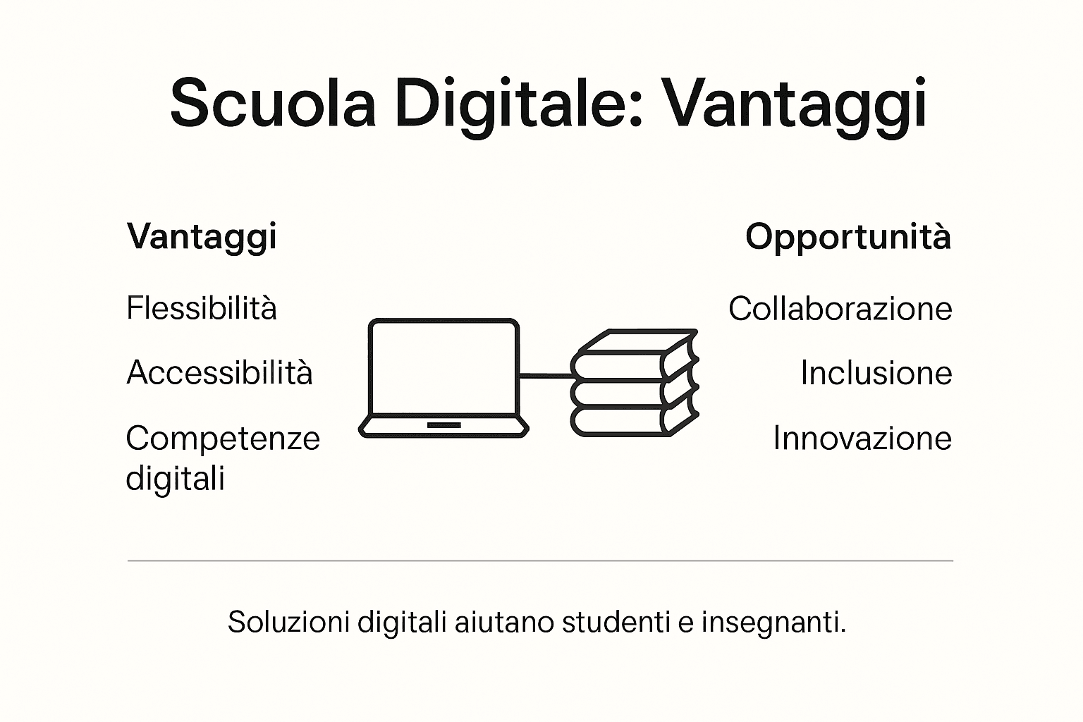 Scopri tutti i vantaggi e le nuove opportunità offerte dalla scuola digitale: un’infografica per capire come la tecnologia può trasformare l’apprendimento.