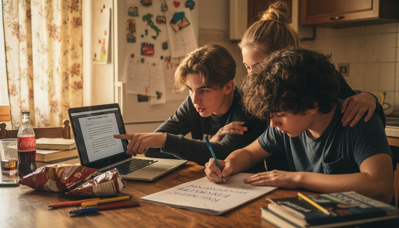 Alcuni studenti lavorano insieme da casa su un progetto digitale.