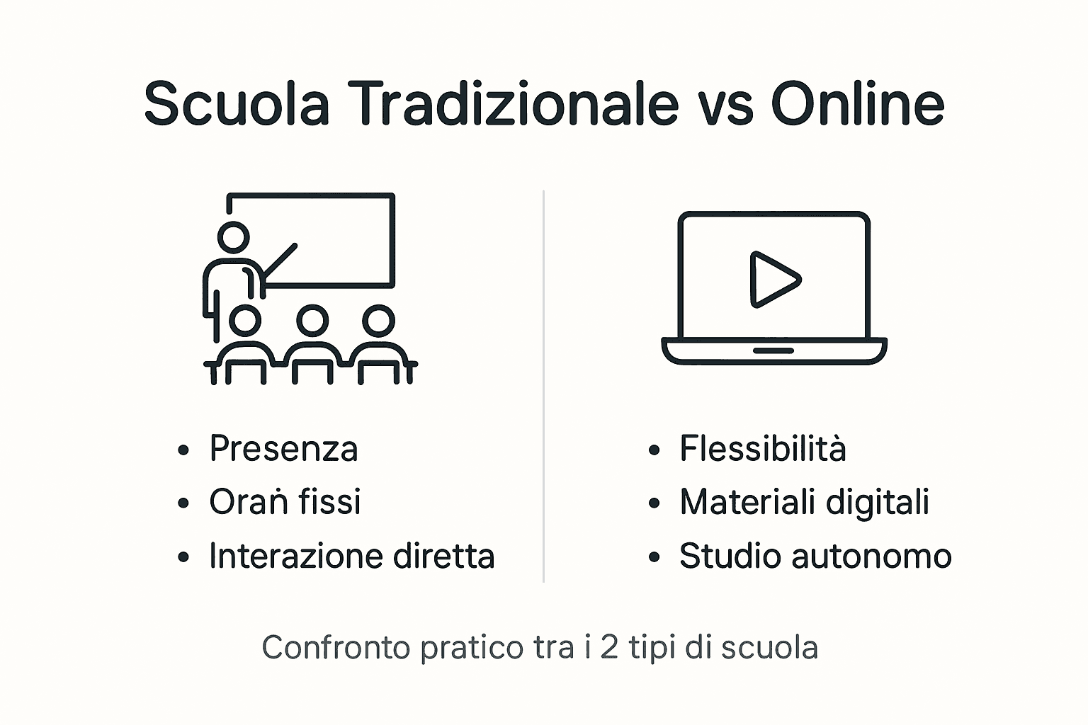 Infografica: confronto tra scuola tradizionale e didattica online