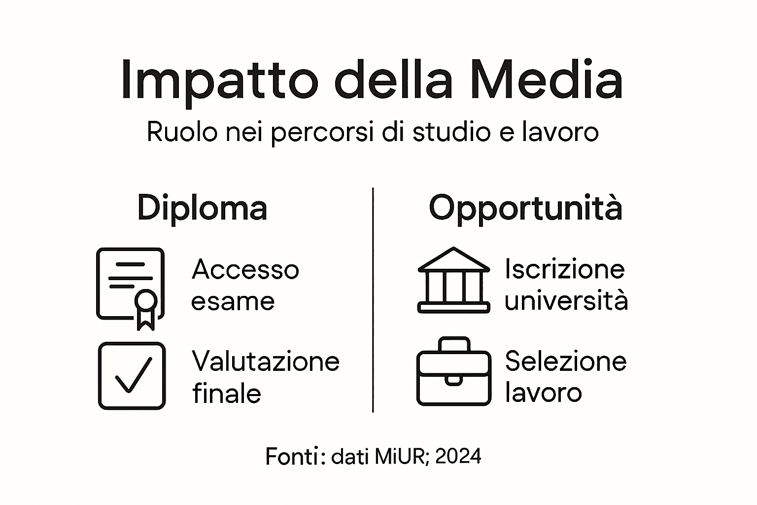 Una grafica intuitiva che mostra in modo semplice e immediato come la scuola media incida sulla crescita degli studenti.
