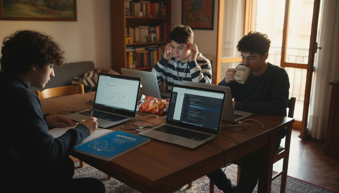 Ragazzi che collaborano a distanza da casa grazie agli strumenti digitali