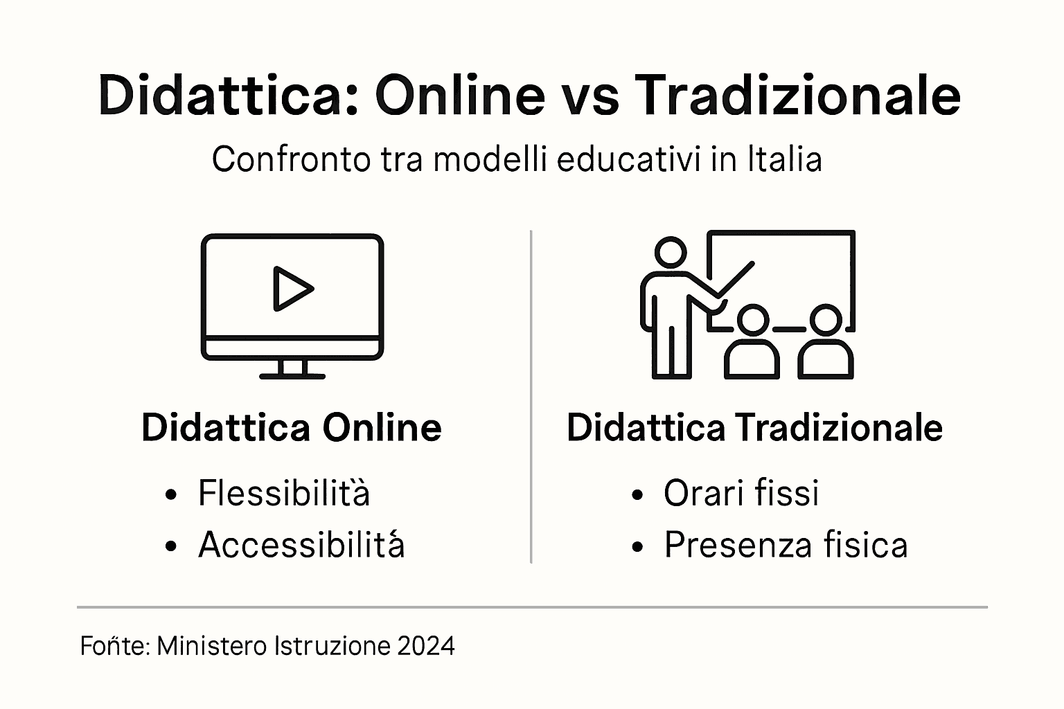 Infografica: confronto tra insegnamento online e tradizionale