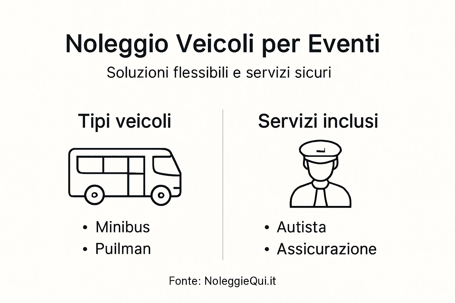 Infografica sui principali servizi e le diverse soluzioni di noleggio auto