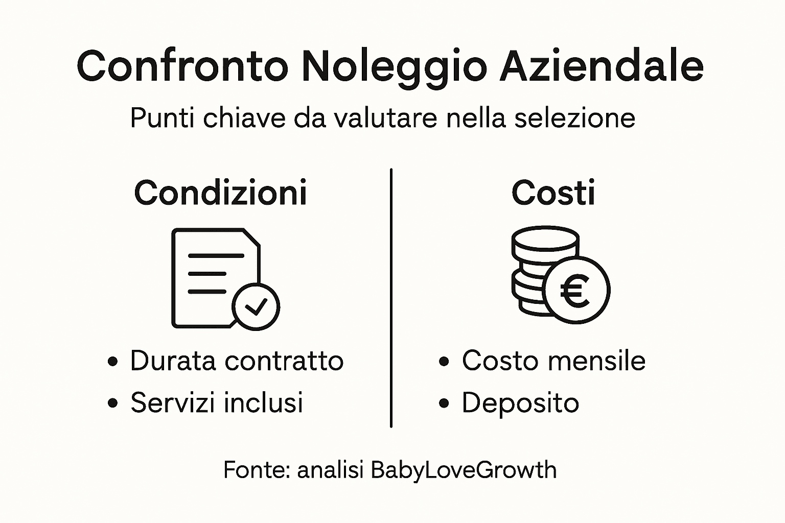 Tabella comparativa delle offerte di noleggio per aziende