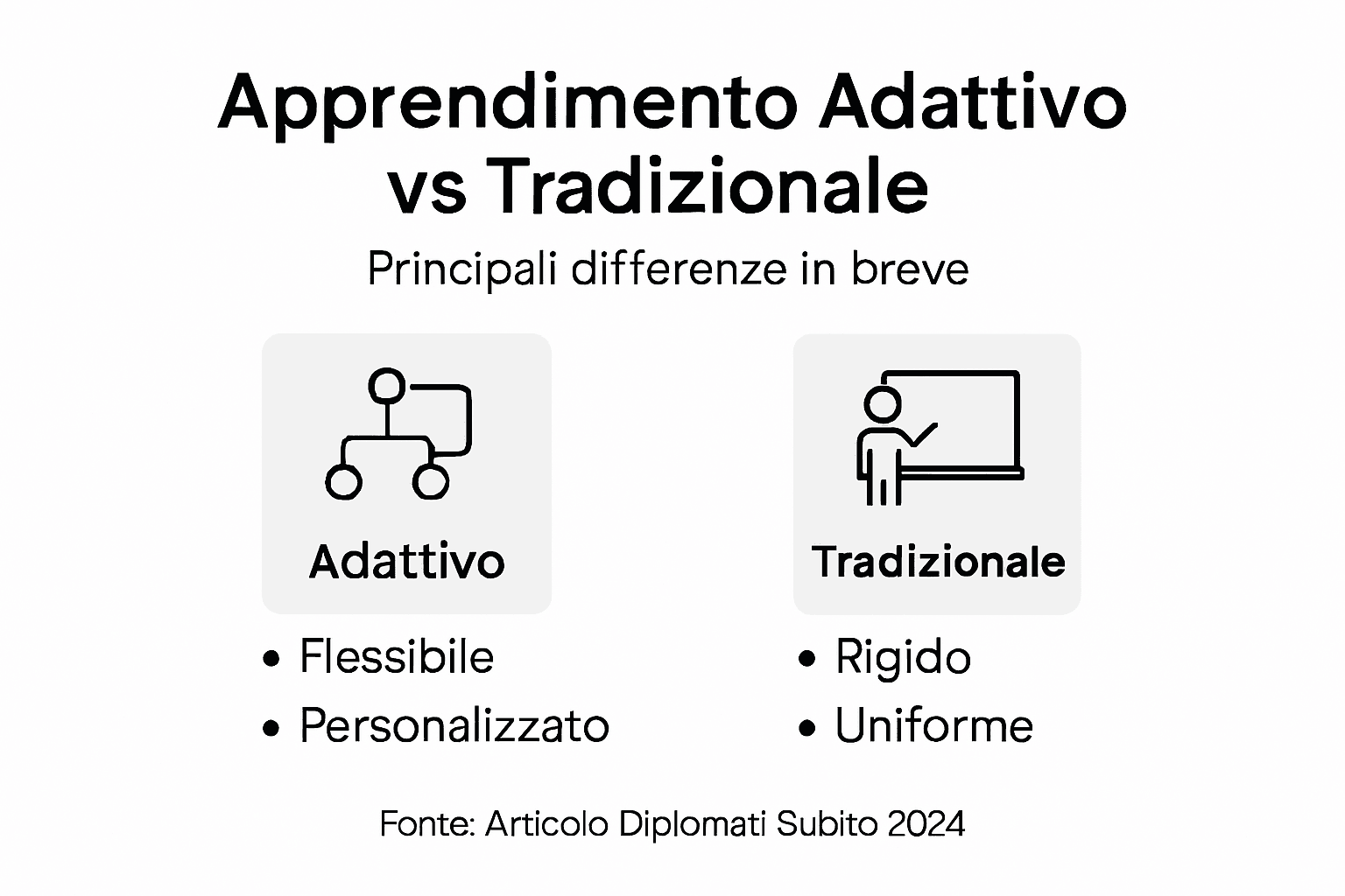 Infografica: confronto tra apprendimento adattivo e metodi tradizionali
