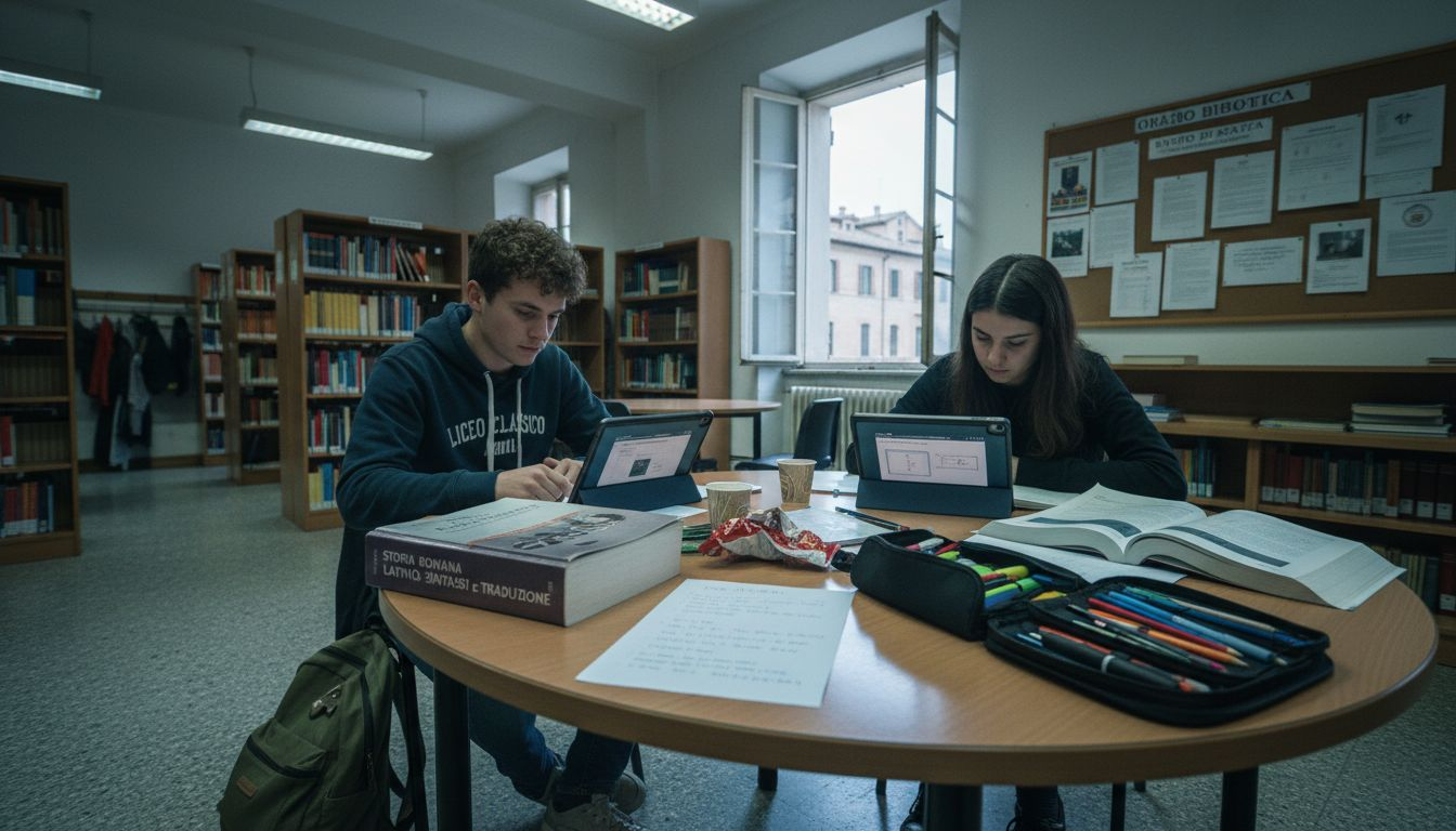 Studenti che sperimentano la didattica ibrida in biblioteca