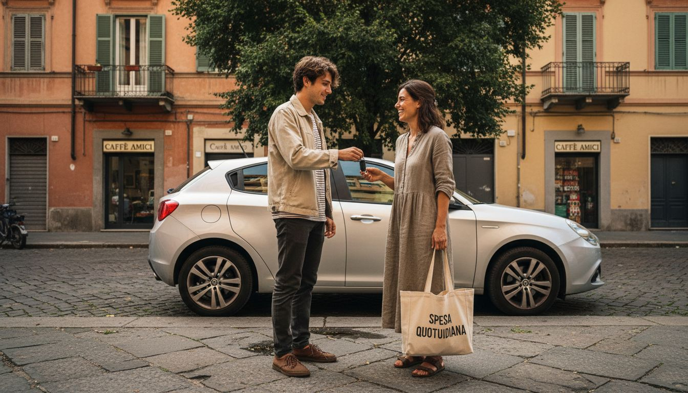 Persone che si scambiano le chiavi dell’auto per il noleggio