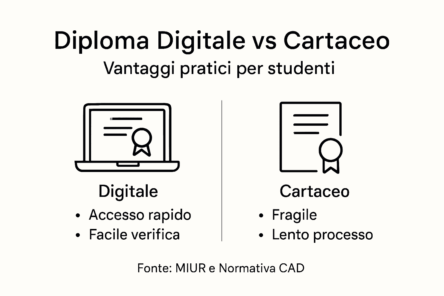 Infografica: differenze tra diploma digitale e diploma cartaceo