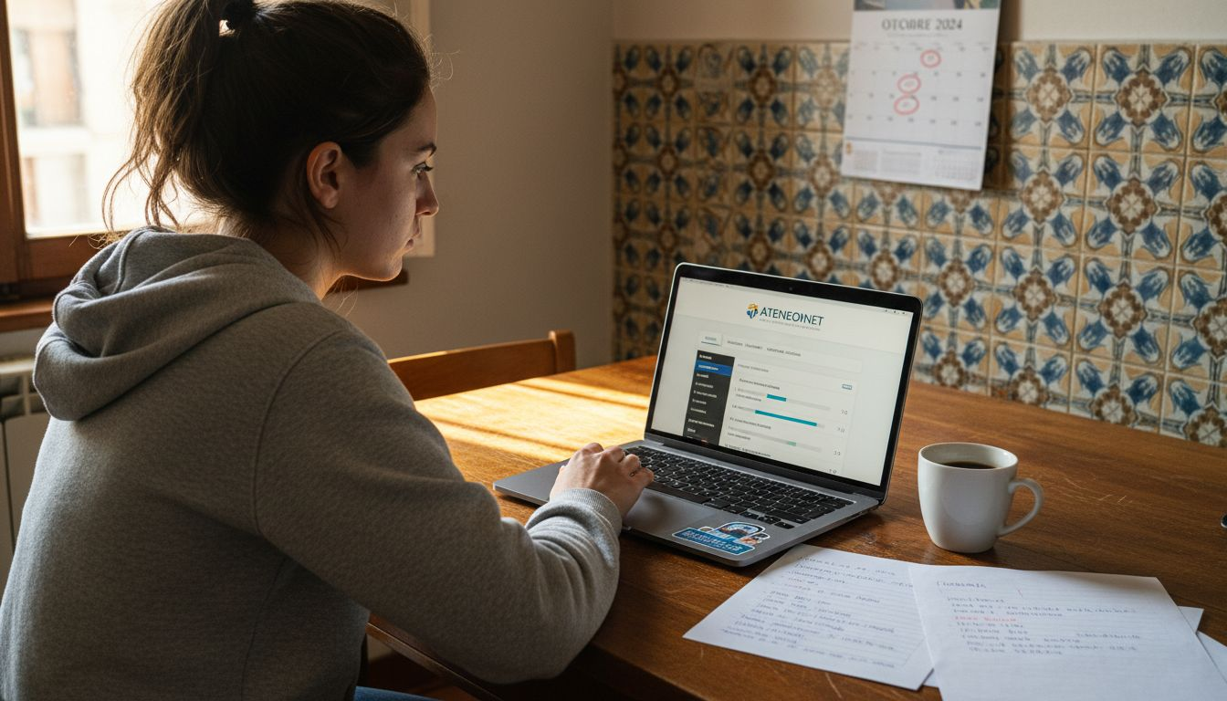 Una studentessa segue le lezioni per il diploma online comodamente da casa.