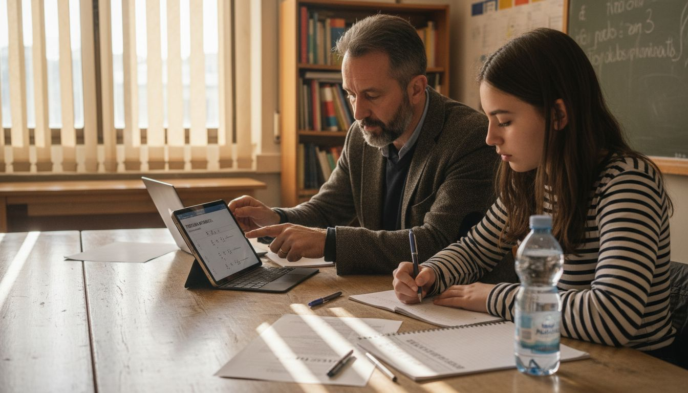 Un insegnante che accompagna lo studente nell'uso delle tecnologie digitali