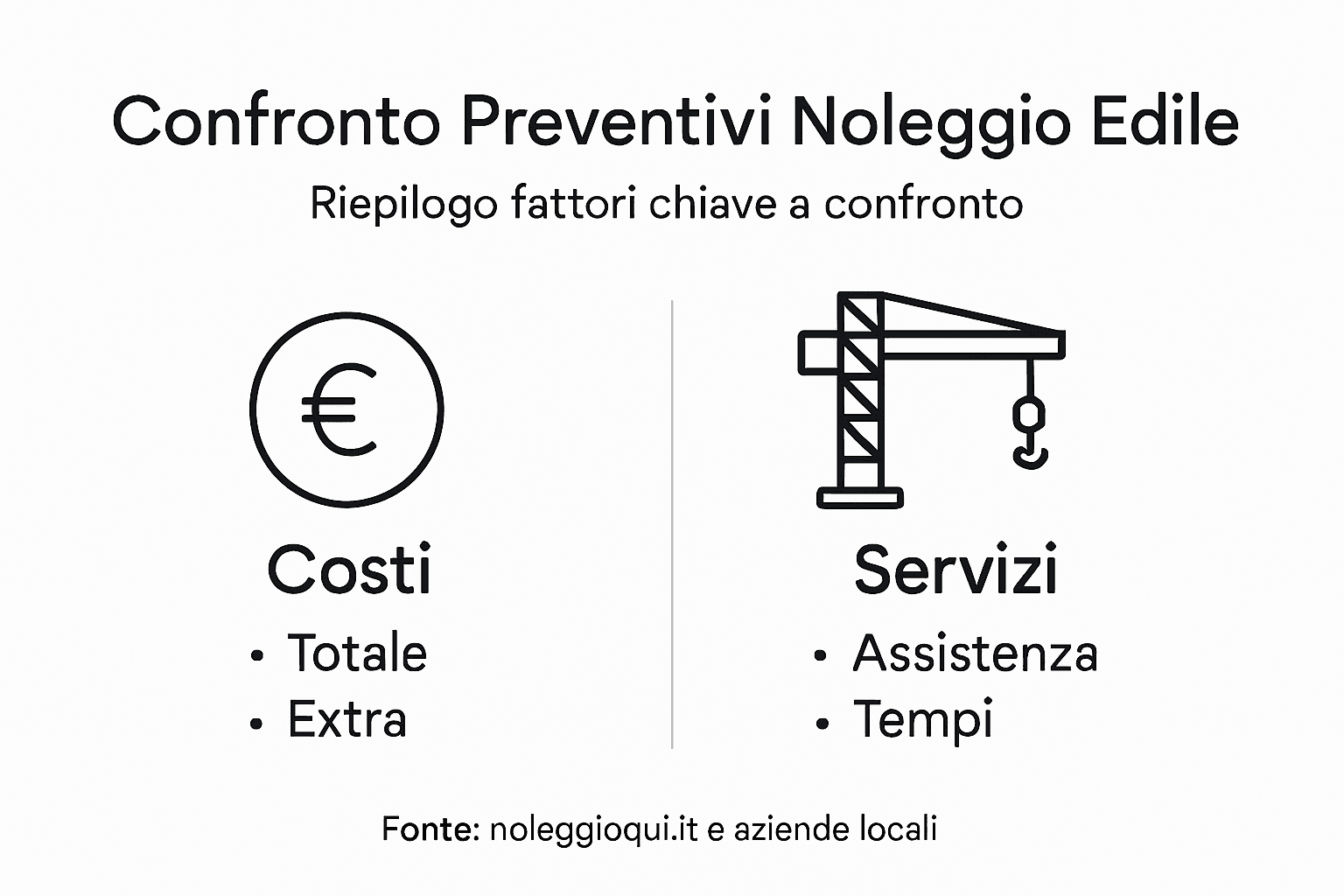 Infografica: confronto tra i principali fattori da valutare prima di noleggiare