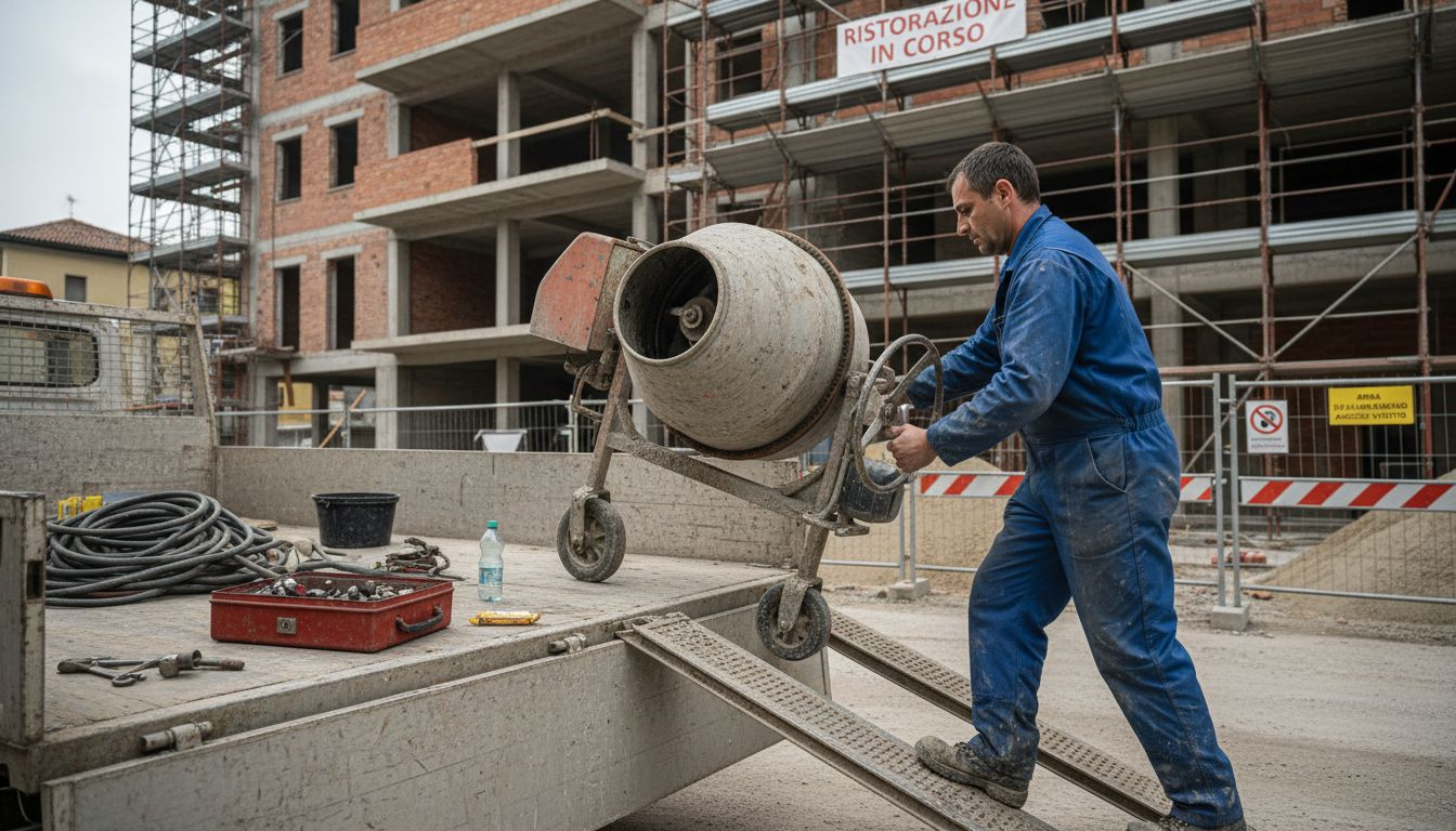 Un tecnico si occupa della consegna delle attrezzature da cantiere direttamente sul luogo dei lavori.