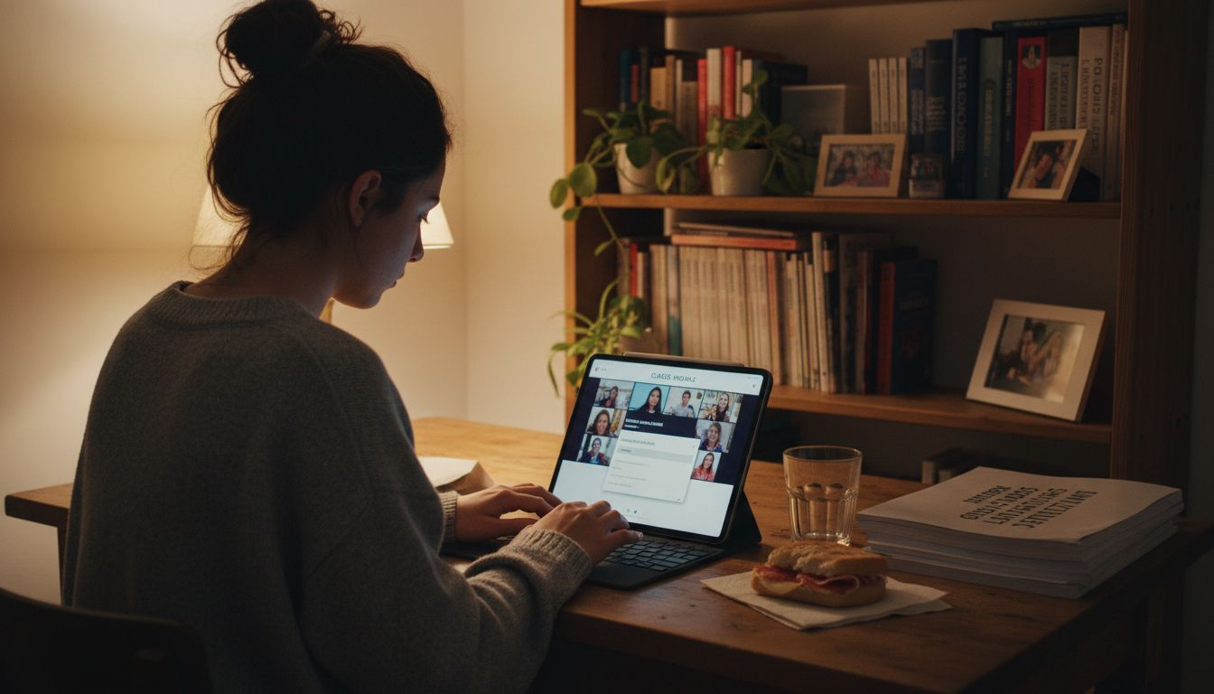 Ragazzo che studia da casa utilizzando strumenti digitali per la scuola
