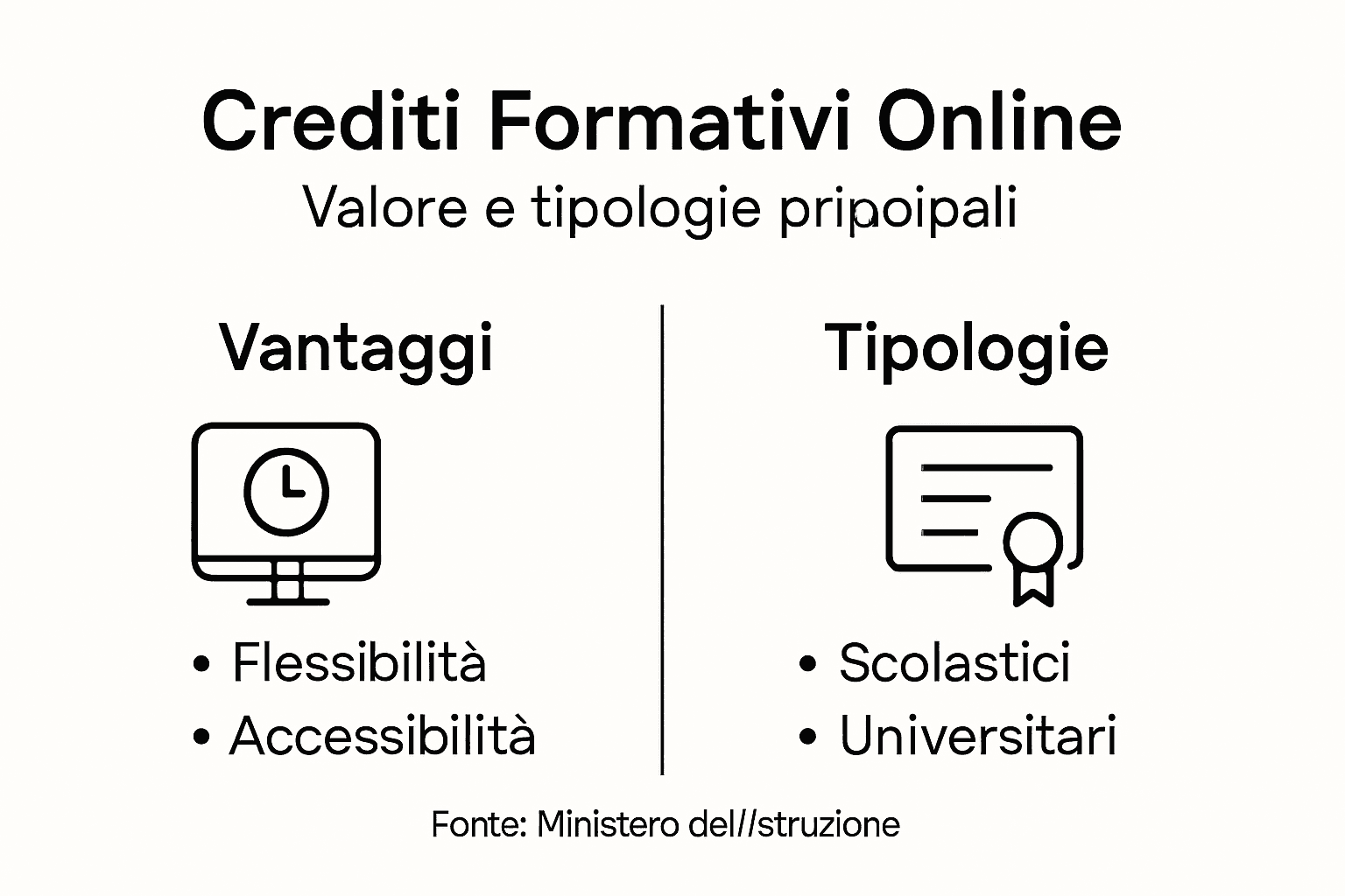 Infografica: tutto quello che c'è da sapere sul valore e sulle diverse tipologie di crediti formativi