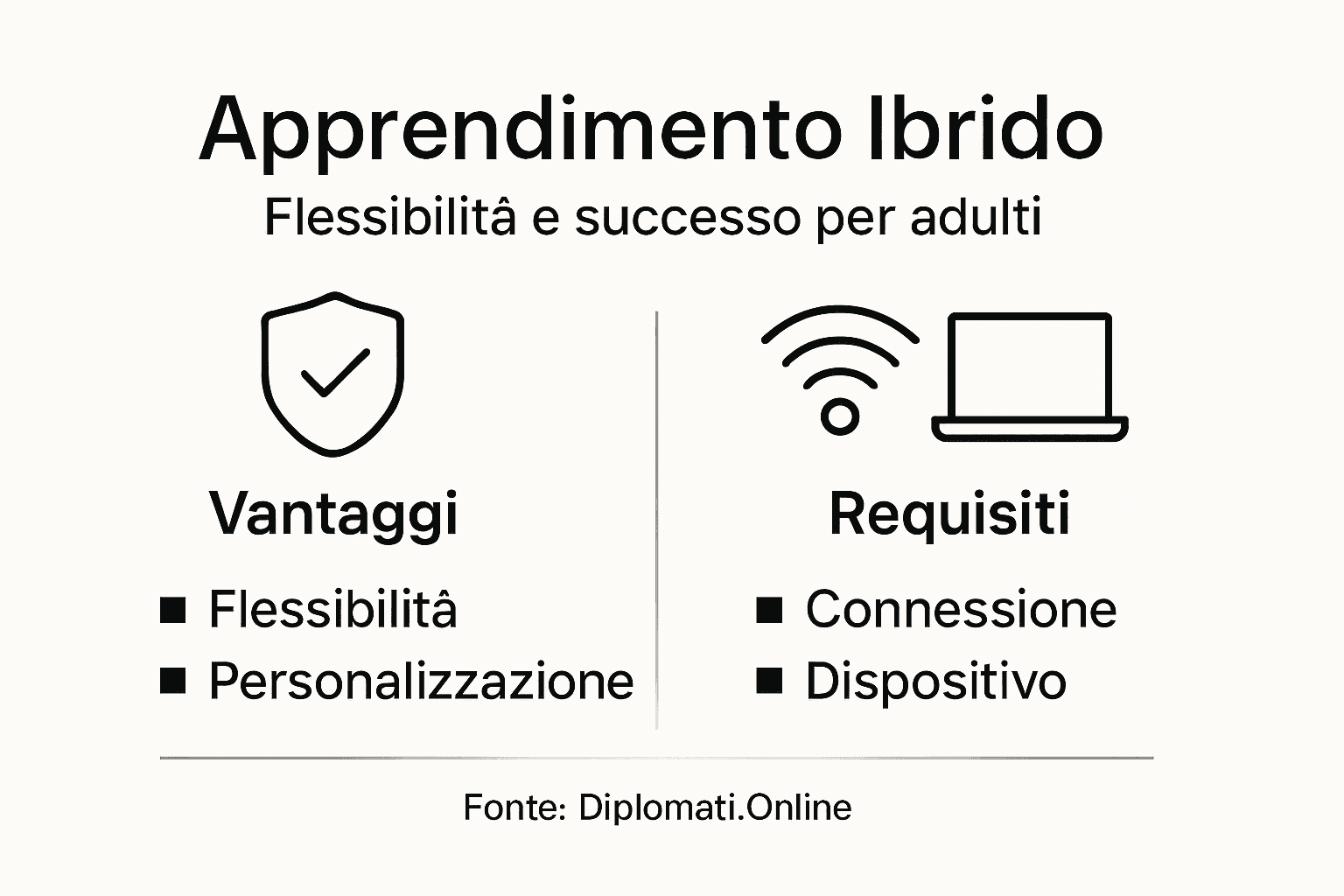 Infografica: tutti i vantaggi e i requisiti essenziali della didattica ibrida