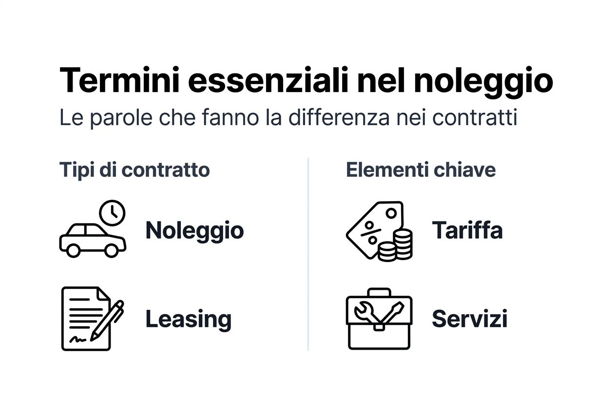 Guida visiva ai principali termini del noleggio