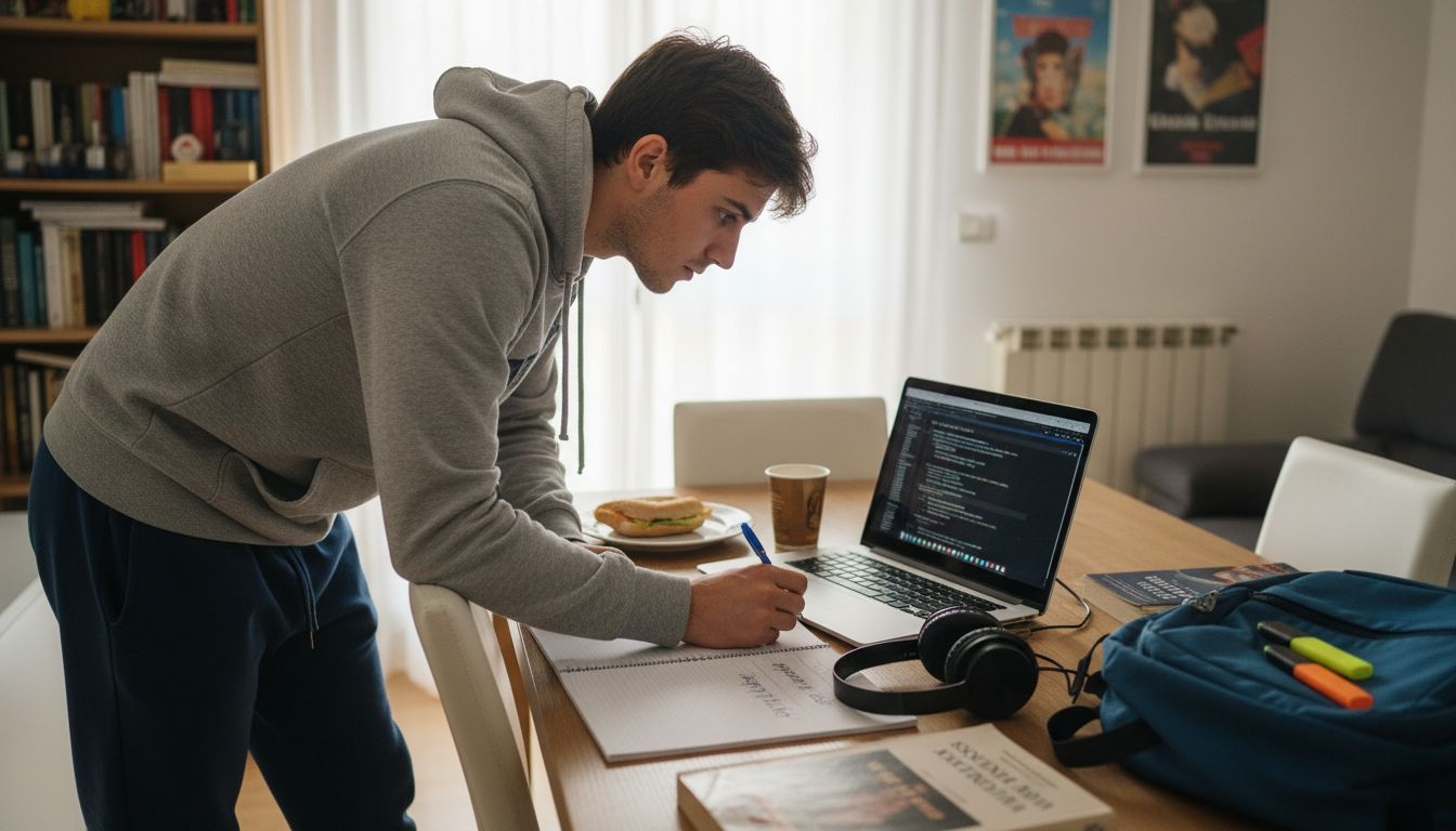 Ragazzo che segue un corso di diploma online direttamente da casa