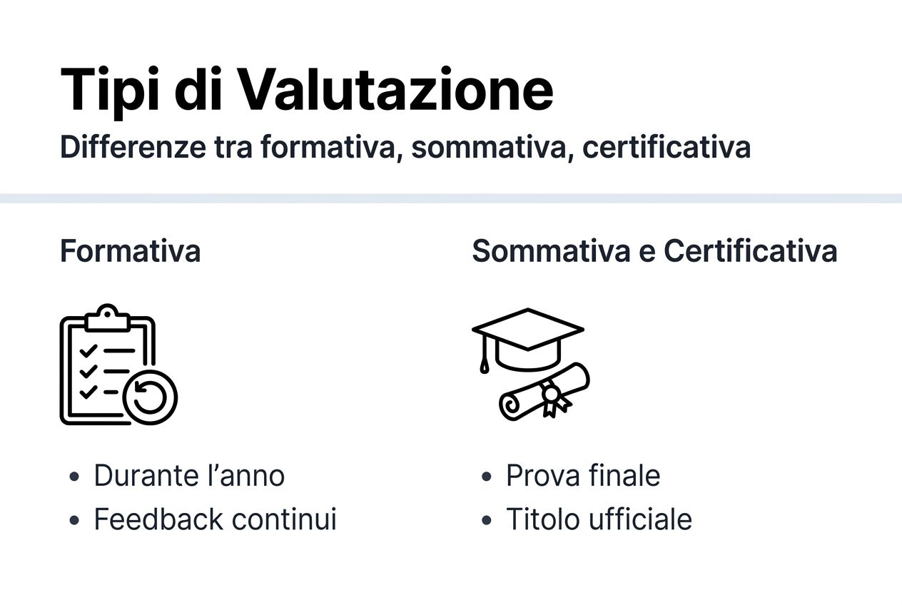 Scopri, con questa infografica, le diverse modalità di valutazione e le loro principali caratteristiche.