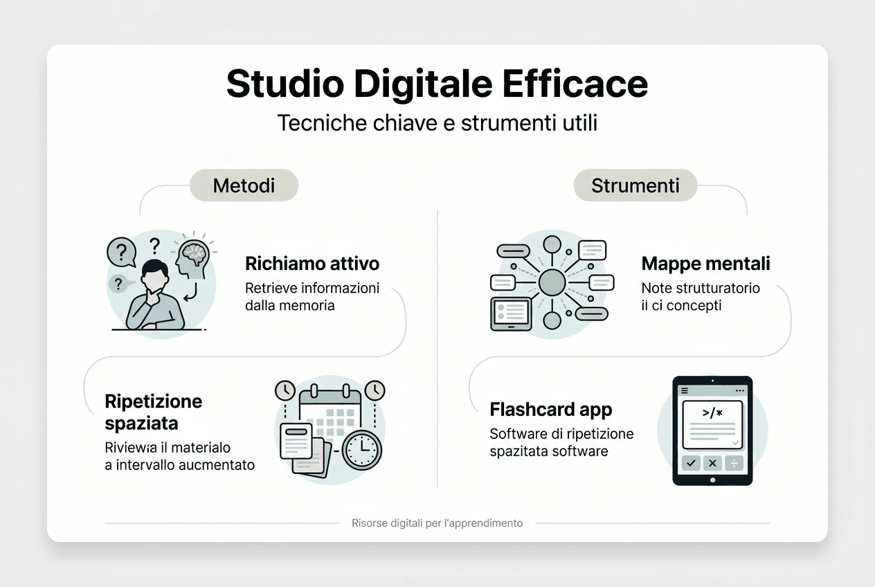 Guida visuale alle migliori strategie e agli strumenti digitali per ottimizzare il tuo metodo di studio