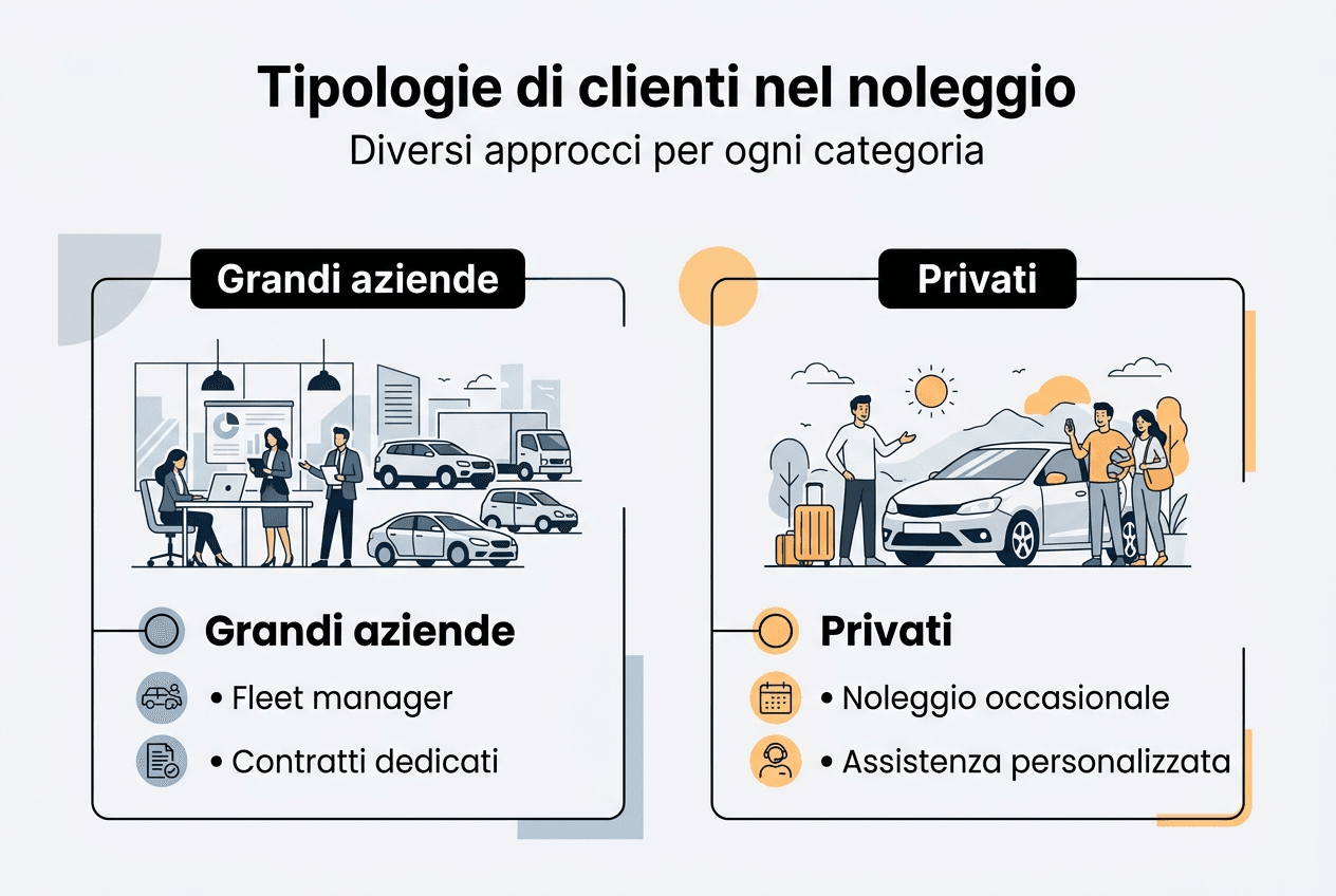 Infografica sulle tipologie di clienti nel settore del noleggio