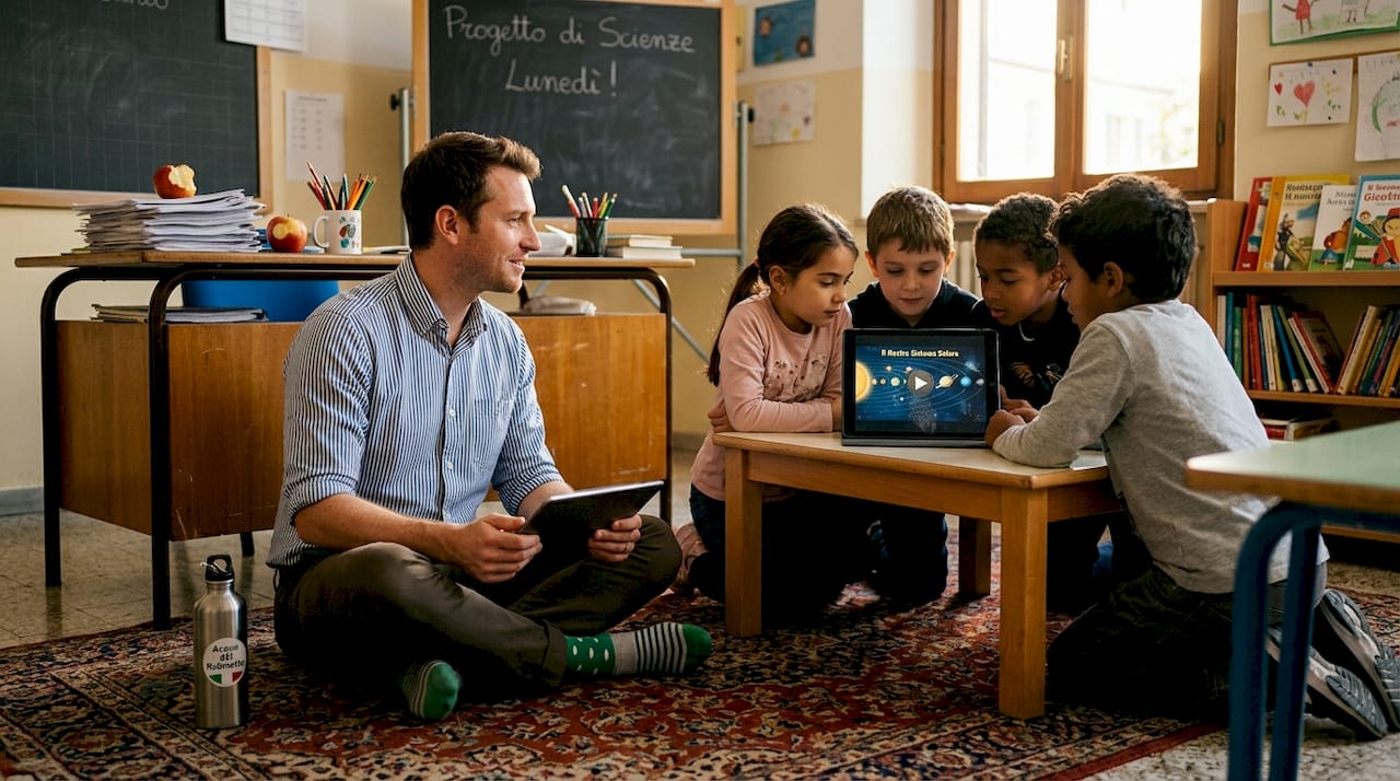 Gli studenti utilizzano il tablet per seguire la didattica capovolta