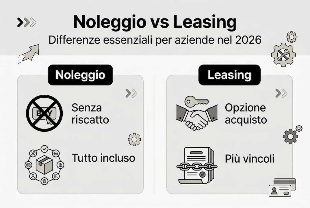 Infografica: le principali differenze tra noleggio e leasing