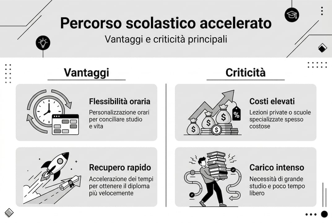 Infografica: pro e contro del percorso accelerato