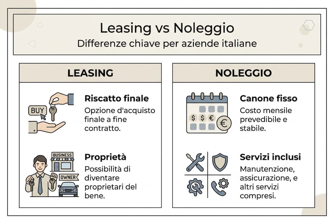 Infografica: le principali differenze tra leasing e noleggio