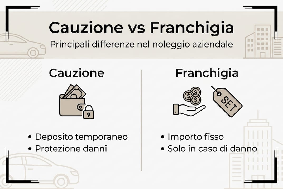 Infografica: cosa cambia tra cauzione e franchigia