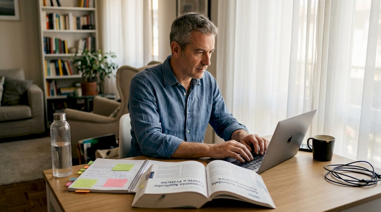 Postazione di studio online per adulti, tra lavoro, formazione e mille attività da gestire contemporaneamente.